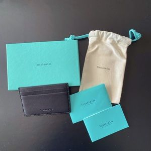 Tiffany & Co. Card Holder Wallet - Black leather. New in Box.